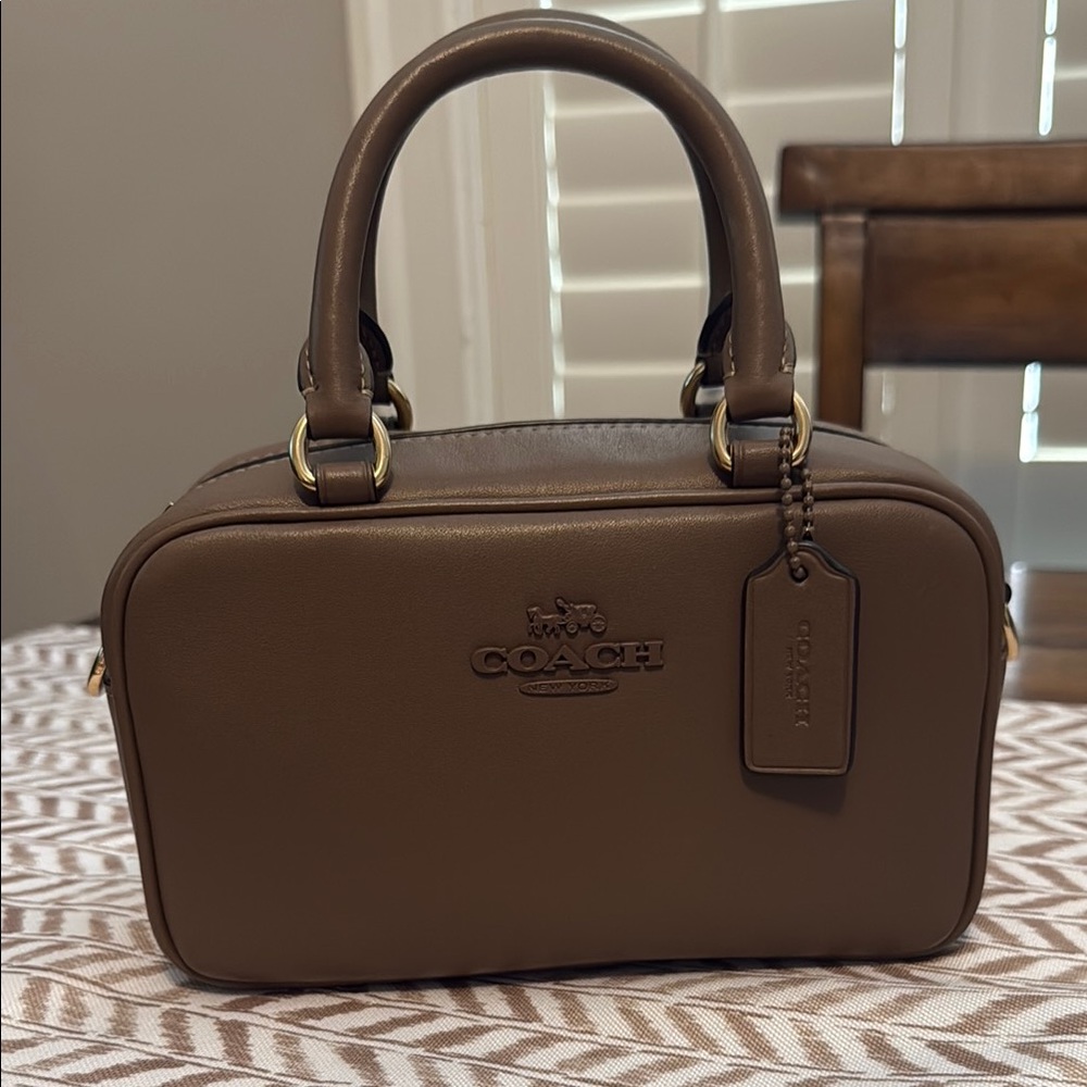 Coach Dark Stone Leather Satchel